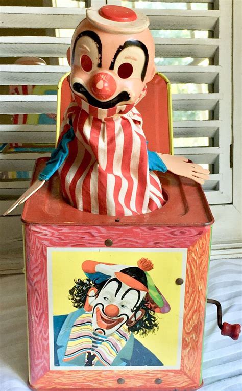 vintage metal jack in the box toy|1950s jack in the box.